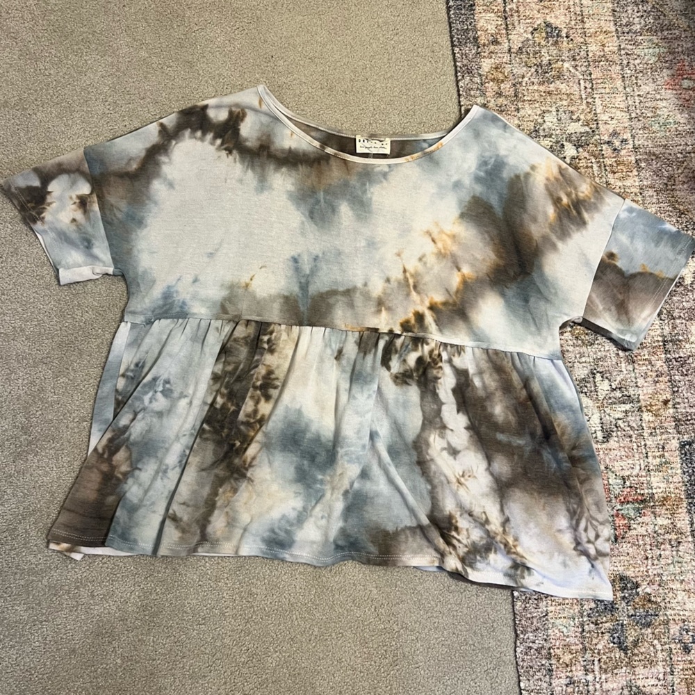 Dress Up Boutique Tie-dye Womens Peplum T-shirt